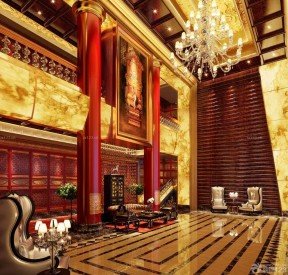 中式酒店大堂设计全景图欣赏
