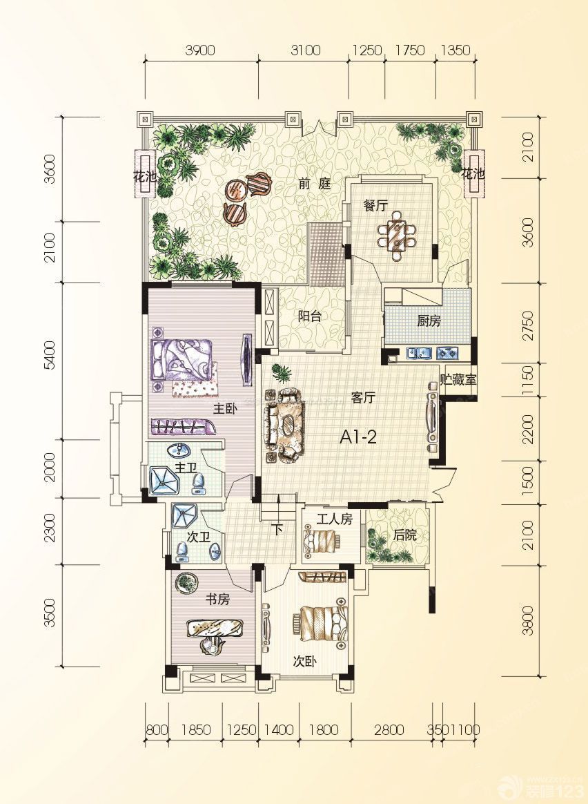 四室兩廳雙衛(wèi)戶型圖