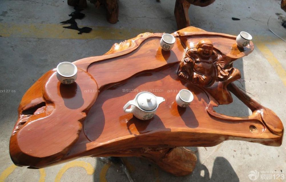 中式风格根雕茶桌设计图片