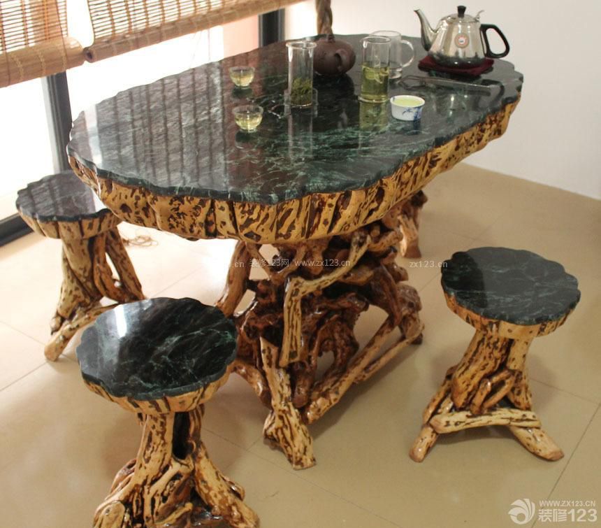 现代家居根雕茶桌设计图片