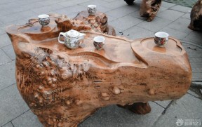 古典风格根雕茶桌设计效果图