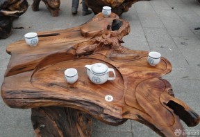 中式风格根雕茶桌装修案例