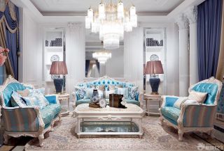 新古典风格小户型客厅沙发摆放设计图
