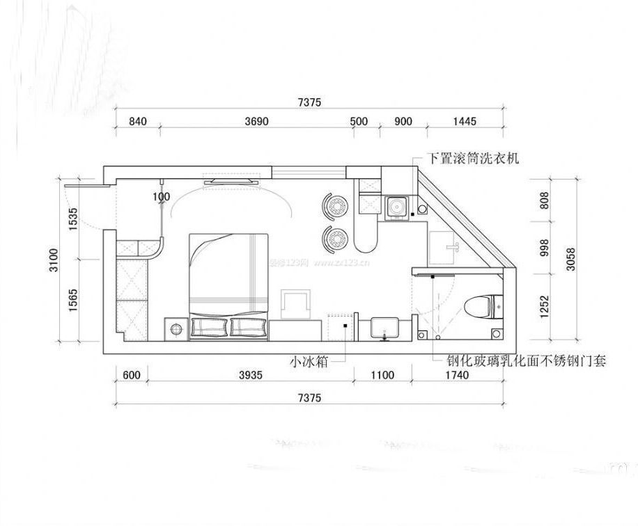 中式風格35平小戶型平面圖