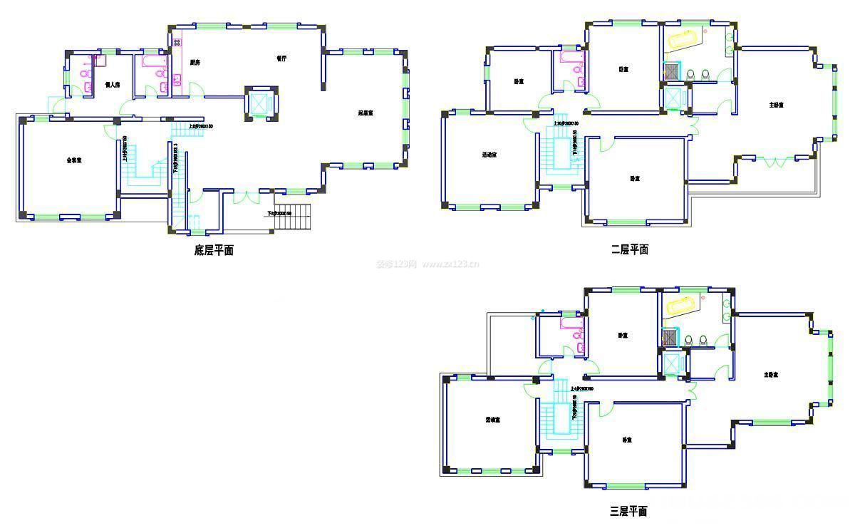 小洋樓戶型圖大全三層別墅戶型圖