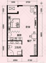 單身公寓一室一廳一衛戶型圖設計