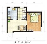 40平米一室一廳一衛戶型圖設計