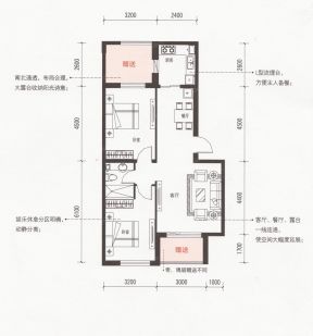 經典后現代風格二室二廳戶型圖大全