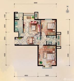 最新現代風格二室二廳戶型圖大全