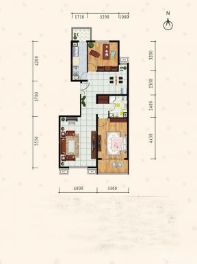 中式風格二室二廳戶型圖大全