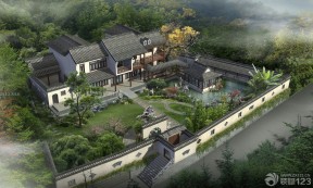 中国古典风格四合院设计效果图