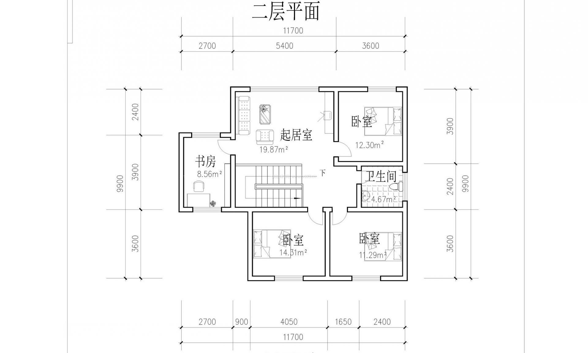 四居室農(nóng)村漂亮小別墅戶型圖 