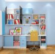 蓝色系儿童书桌书柜组合柜装修欣赏