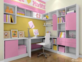 最新女儿童书桌书柜组合装修设计效果图赏析