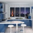 厨房吧台蓝色橱柜设计图 