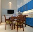 三室一厅厨房蓝色橱柜装修案例图