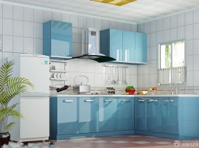 家居整体厨房蓝色橱柜装修效果图