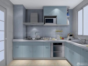 家居厨房蓝色橱柜装修案例图