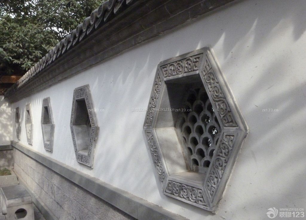 中式风格仿古围墙设计效果图