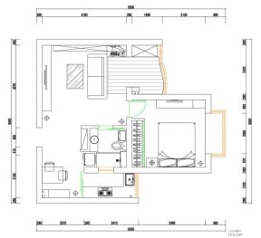 緊湊型一室一廳60平米小戶型平面圖 