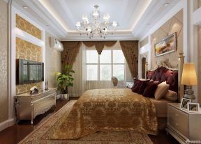 欧式风格卧室棕色窗帘设计图