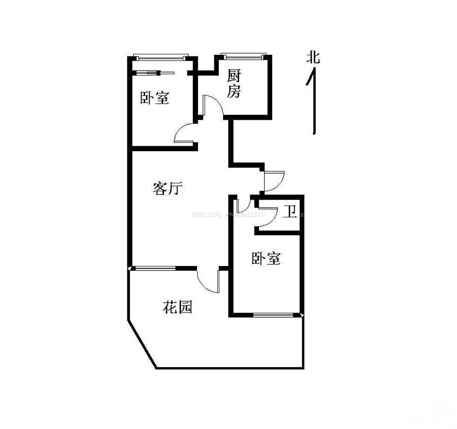 農(nóng)村二室一廳戶型圖私家花園設(shè)計效果圖