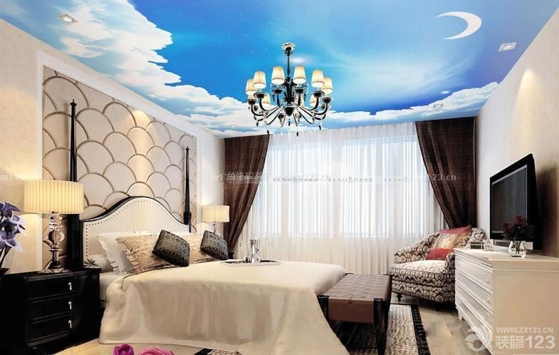 欧式卧室吊顶壁纸设计图