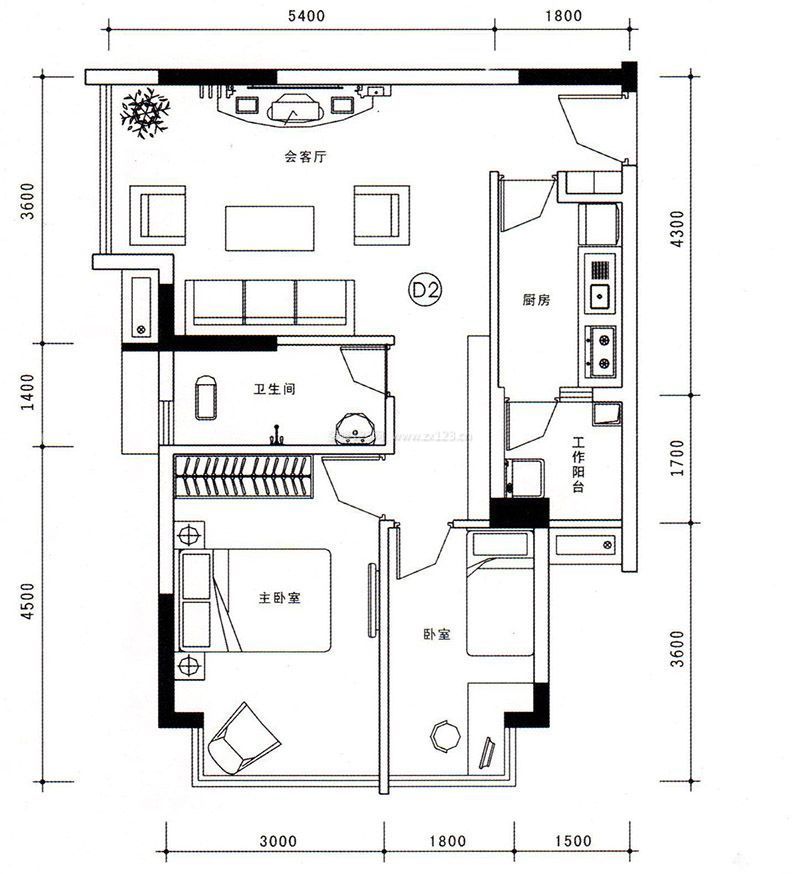 農(nóng)村二室一廳戶型圖贈送陽臺