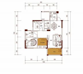 大赠送面积两室一厅两卫户型图 