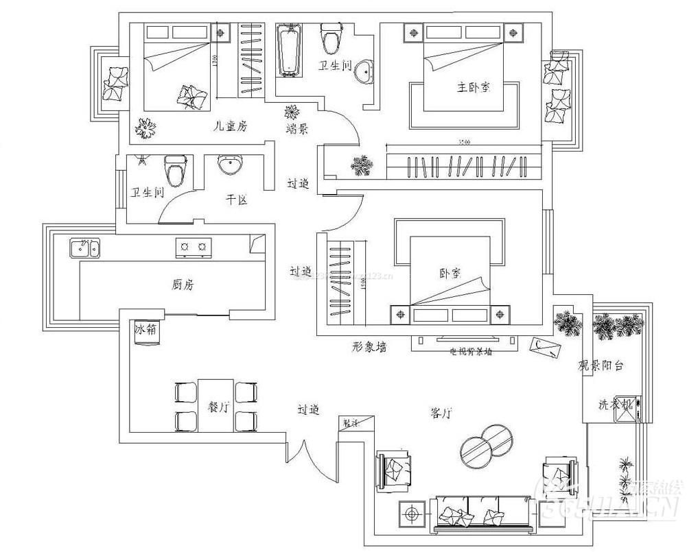 2023美式風(fēng)格農(nóng)村單層別墅戶型圖