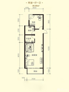 65平米長方形戶型圖大全 