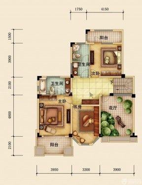 最新地中海風格農(nóng)村單層別墅戶型圖