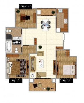 90平米单身公寓平面图