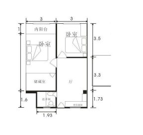 80平米單身公寓平面圖片