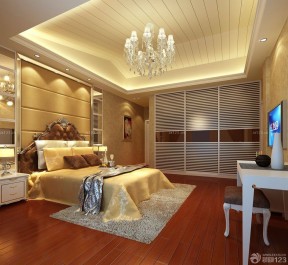 简约欧式风格卧室棕色地砖装修案例