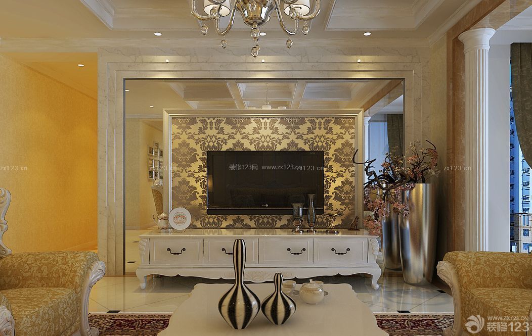 最新简欧风格客厅电视柜设计效果图片