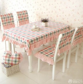 家装田园风格餐厅桌布椅套设计效果图片