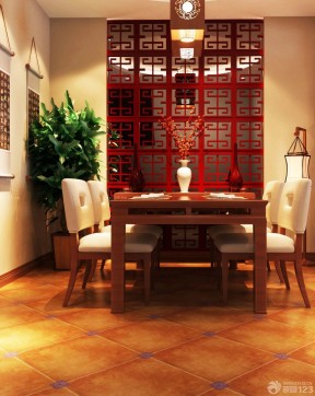 中式风格餐厅小格子地砖设计图