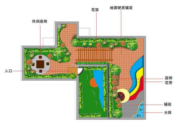 簡約屋頂花園平面圖設(shè)計