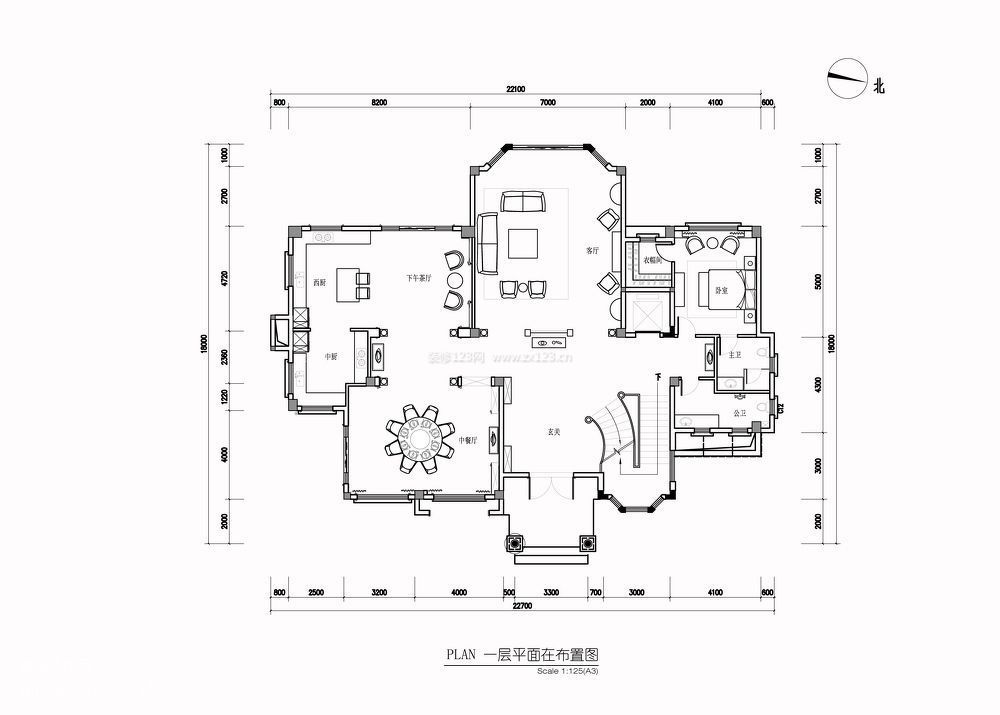 混搭風(fēng)格設(shè)計(jì)農(nóng)村一層別墅平面圖