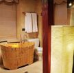 传统中式风格浴室木质浴盆装修案例