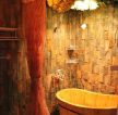 温馨风格浴室木质浴盆装修效果图欣赏 