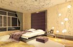 日式风格卧室抽象图案壁纸装修图