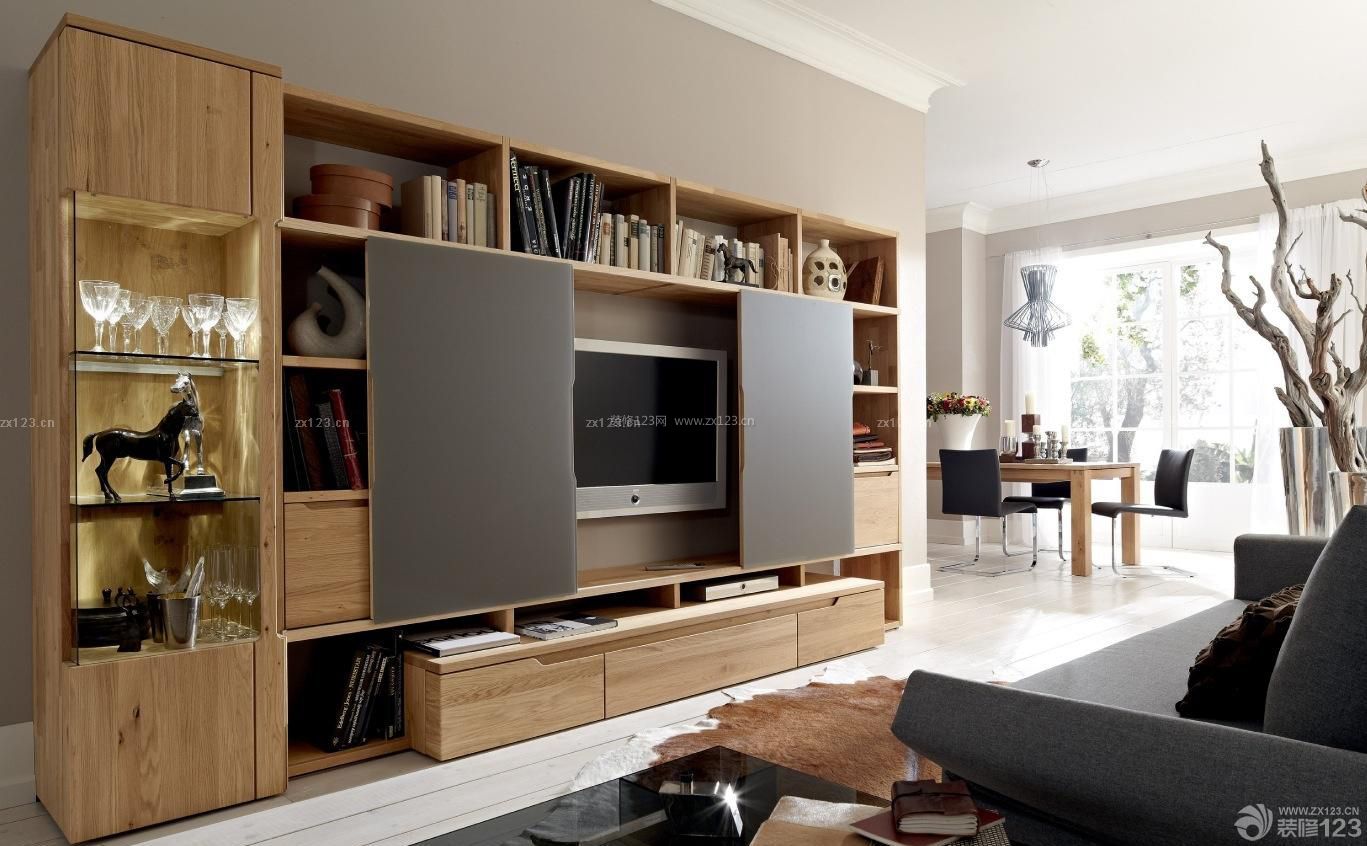 最新客厅电视柜设计图片_装信通网效果图