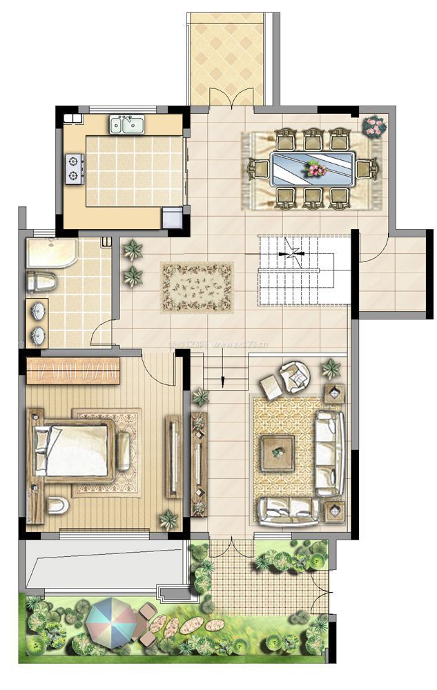 2023花園洋房一室兩廳戶(hù)型圖