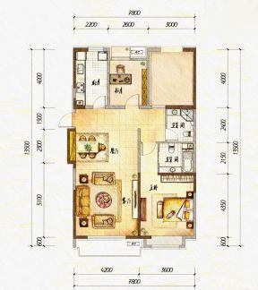 2023中式格風二室二廳二戶型圖