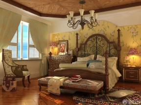 经典主卧室美式乡村床设计案例图