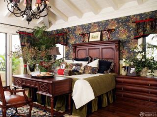 主卧室美式乡村床设计案例图