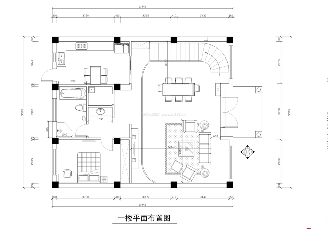 東方夏威夷別墅一樓設(shè)計(jì)圖