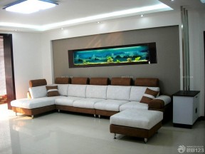 壁挂式鱼缸 沙发背景墙